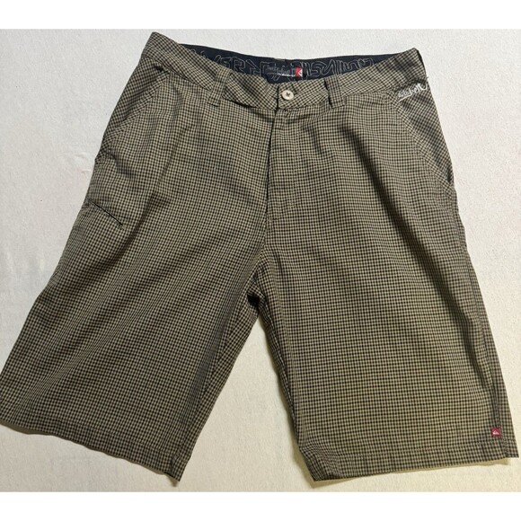 Y2K Quiksilver Shorts Mens 32 Brown Wide Leg Baggy Skater Embroidered Grunge - Picture 1 of 12